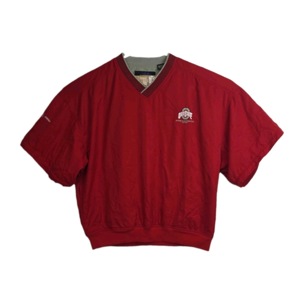 Vintage Ohio State Windbreaker Jacket Men's XL Red Embroidered V-Neck Short Slvs